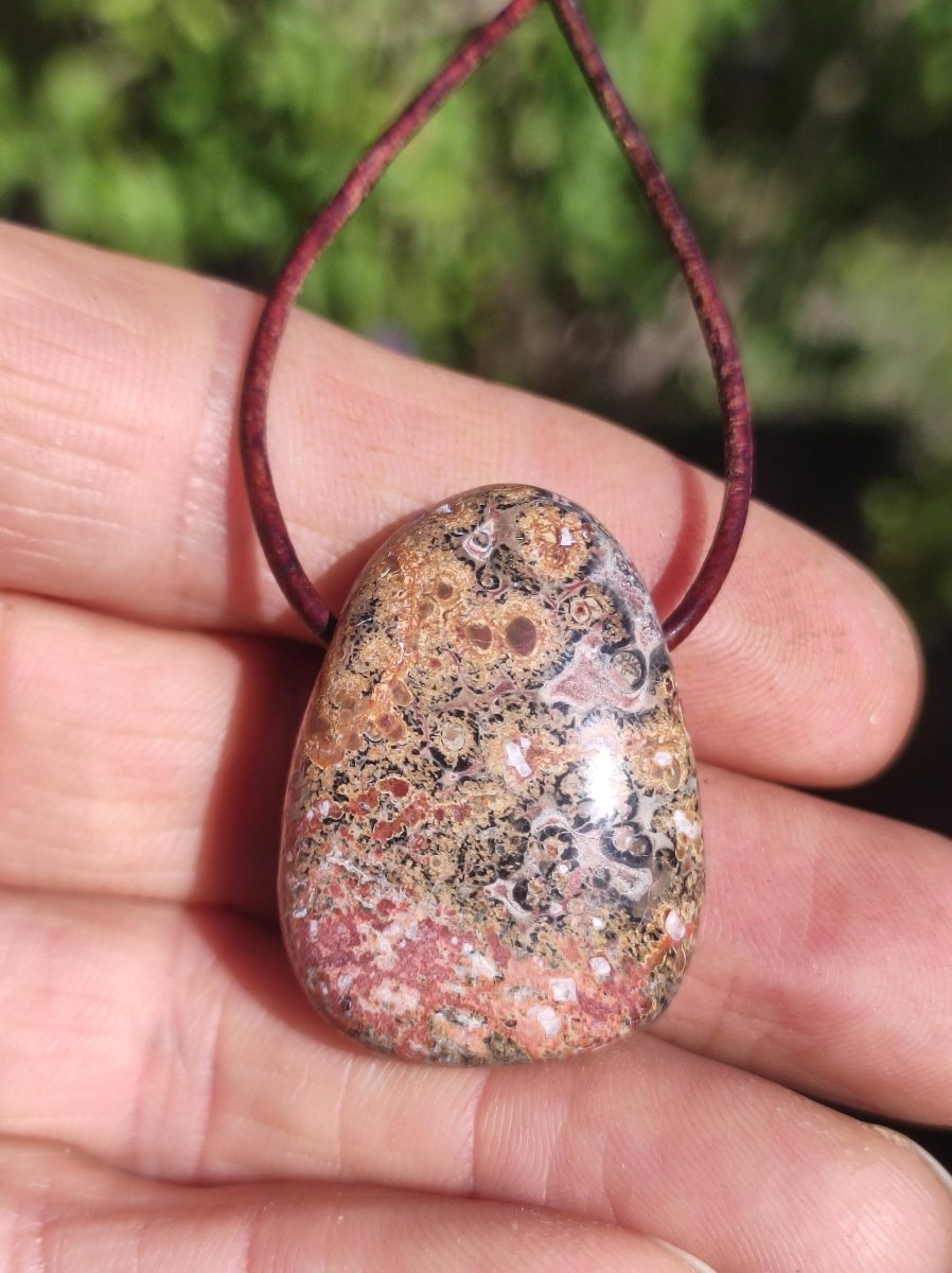 Leoparden Jaspis gelb rot ~ Edelstein Kette Natur Heilstein Mann Frau Glück Schutz HIPPIE Boho Tibet Ethno Rarität Geschenk Er Sie Freundin - Art of Nature Berlin