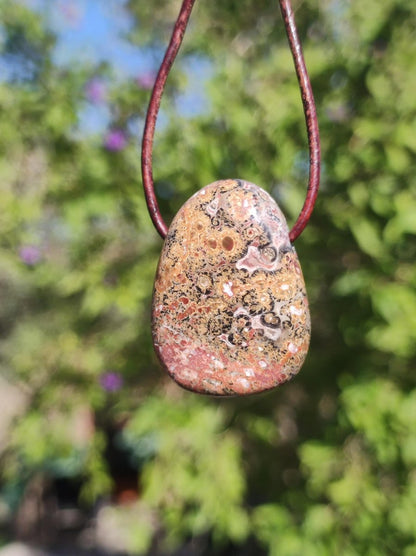 Leoparden Jaspis gelb rot ~ Edelstein Kette Natur Heilstein Mann Frau Glück Schutz HIPPIE Boho Tibet Ethno Rarität Geschenk Er Sie Freundin - Art of Nature Berlin