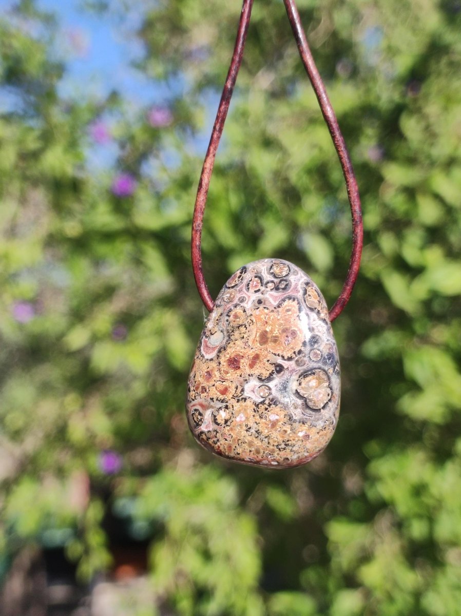 Leoparden Jaspis gelb rot ~ Edelstein Kette Natur Heilstein Mann Frau Glück Schutz HIPPIE Boho Tibet Ethno Rarität Geschenk Er Sie Freundin - Art of Nature Berlin