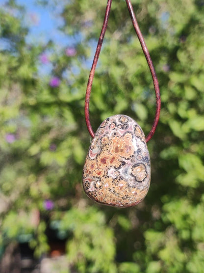 Leoparden Jaspis gelb rot ~ Edelstein Kette Natur Heilstein Mann Frau Glück Schutz HIPPIE Boho Tibet Ethno Rarität Geschenk Er Sie Freundin - Art of Nature Berlin