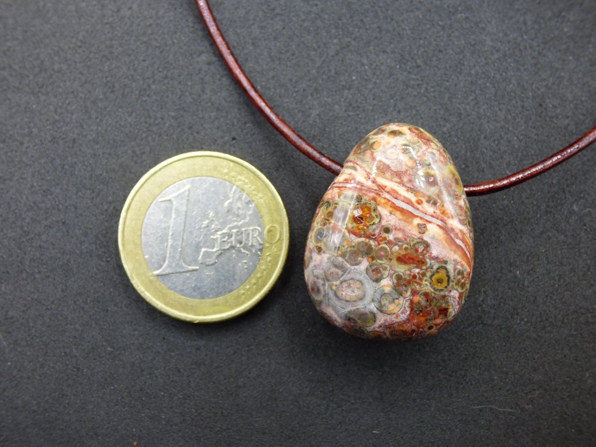 Leoparden Jaspis rot - Edelstein Kette Anhänger HIPPIE GOA Boho Ethno Natur Heilstein Rarität Kristall Geschenk Er Sie Mann Frau Schmuck - Art of Nature Berlin