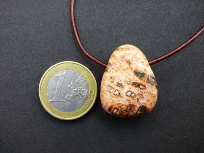 Leoparden Jaspis rot - Edelstein Kette Anhänger HIPPIE GOA Boho Ethno Natur Heilstein Rarität Kristall Geschenk Er Sie Mann Frau Schmuck - Art of Nature Berlin