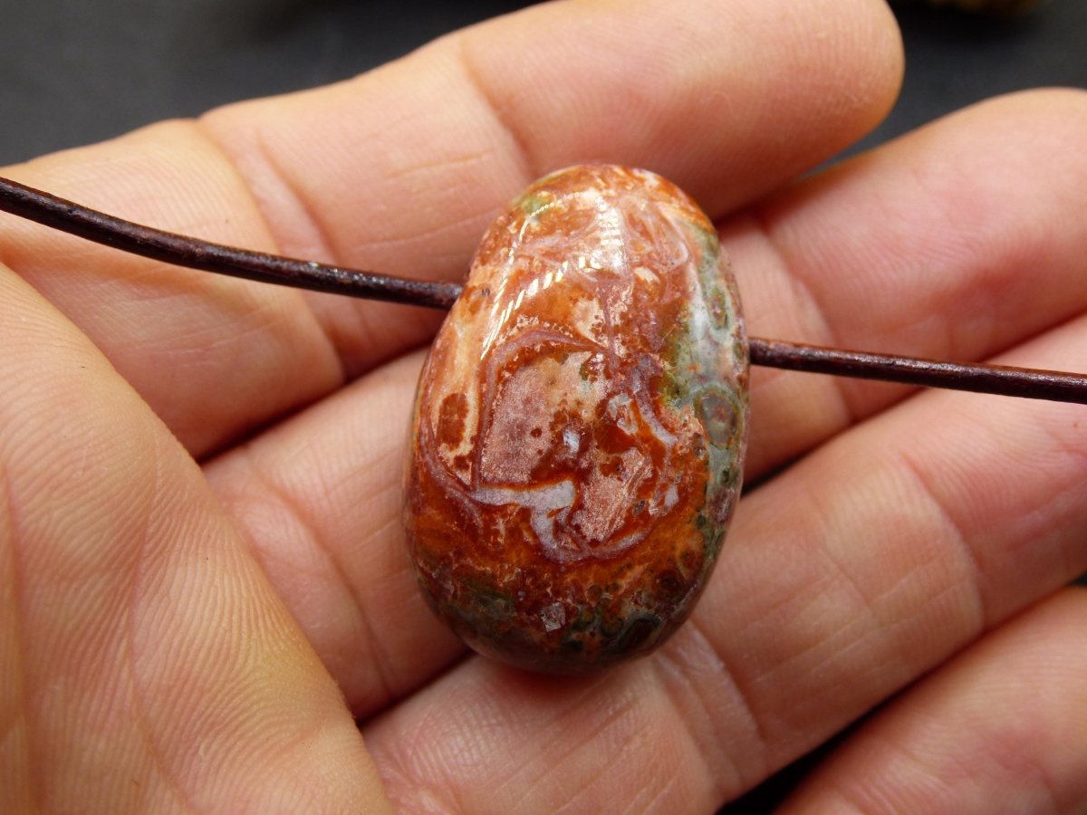 Leoparden Jaspis rot - Edelstein Kette Anhänger HIPPIE GOA Boho Ethno Natur Heilstein Rarität Kristall Geschenk Er Sie Mann Frau Schmuck - Art of Nature Berlin