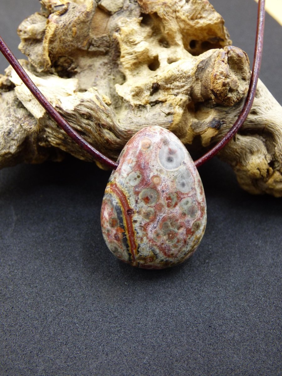 Leoparden Jaspis rot - Edelstein Kette Anhänger HIPPIE GOA Boho Ethno Natur Heilstein Rarität Kristall Geschenk Er Sie Mann Frau Schmuck - Art of Nature Berlin