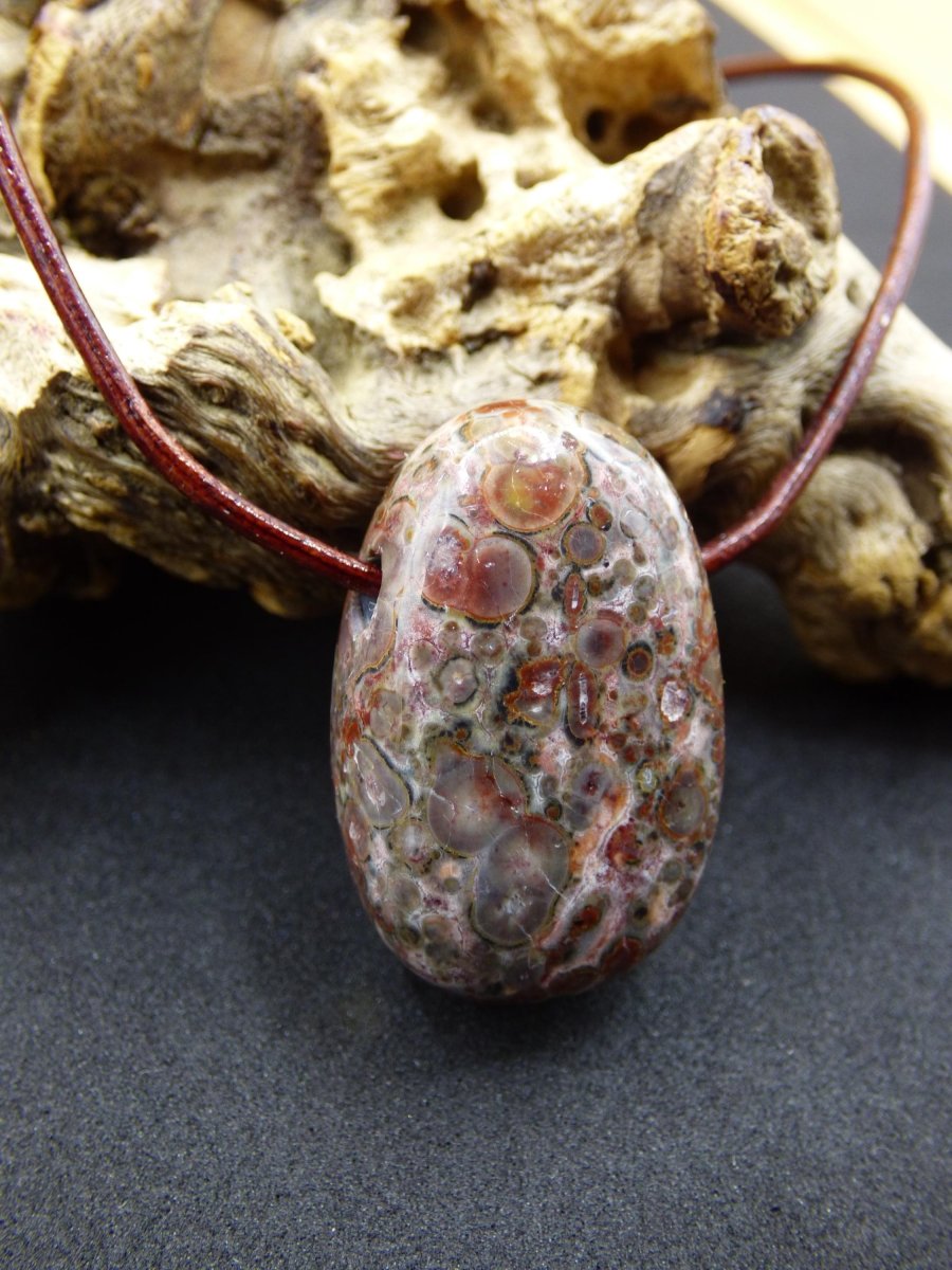 Leoparden Jaspis rot - Edelstein Kette Anhänger HIPPIE GOA Boho Ethno Natur Heilstein Rarität Kristall Geschenk Er Sie Mann Frau Schmuck - Art of Nature Berlin