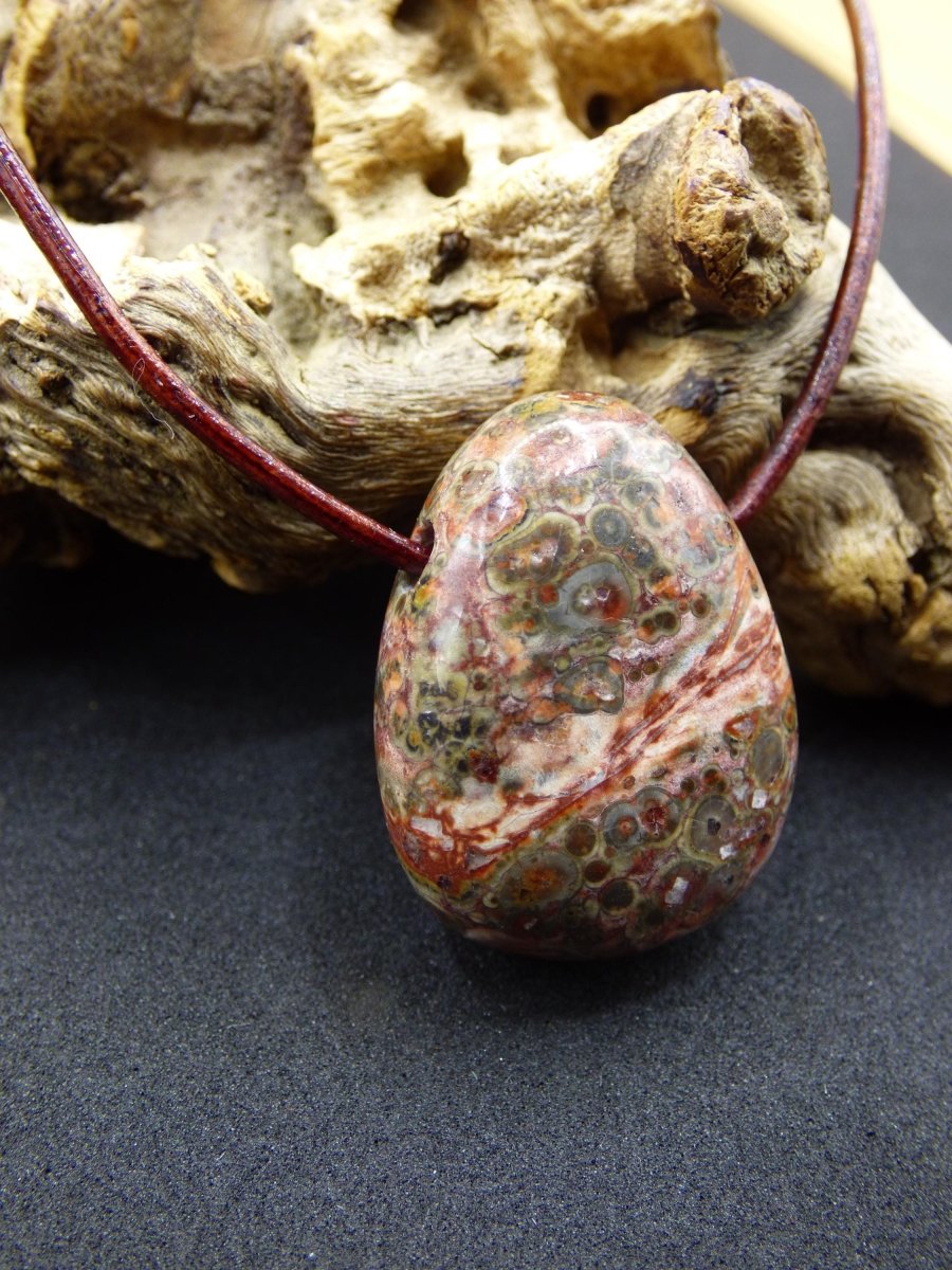 Leoparden Jaspis rot - Edelstein Kette Anhänger HIPPIE GOA Boho Ethno Natur Heilstein Rarität Kristall Geschenk Er Sie Mann Frau Schmuck - Art of Nature Berlin