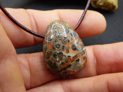 Leoparden Jaspis rot - Edelstein Kette Anhänger HIPPIE GOA Boho Ethno Natur Heilstein Rarität Kristall Geschenk Er Sie Mann Frau Schmuck - Art of Nature Berlin
