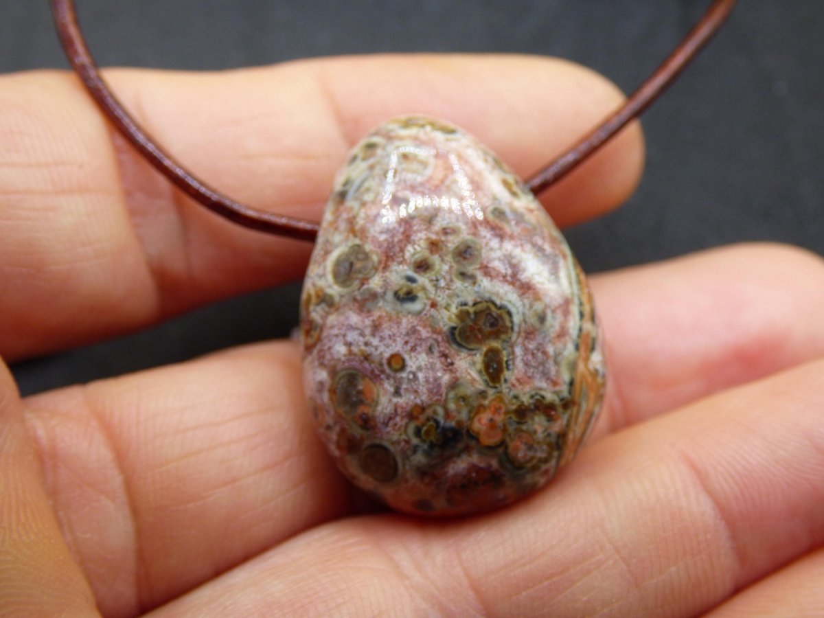 Leoparden Jaspis rot - Edelstein Kette Anhänger HIPPIE GOA Boho Ethno Natur Heilstein Rarität Kristall Geschenk Er Sie Mann Frau Schmuck - Art of Nature Berlin