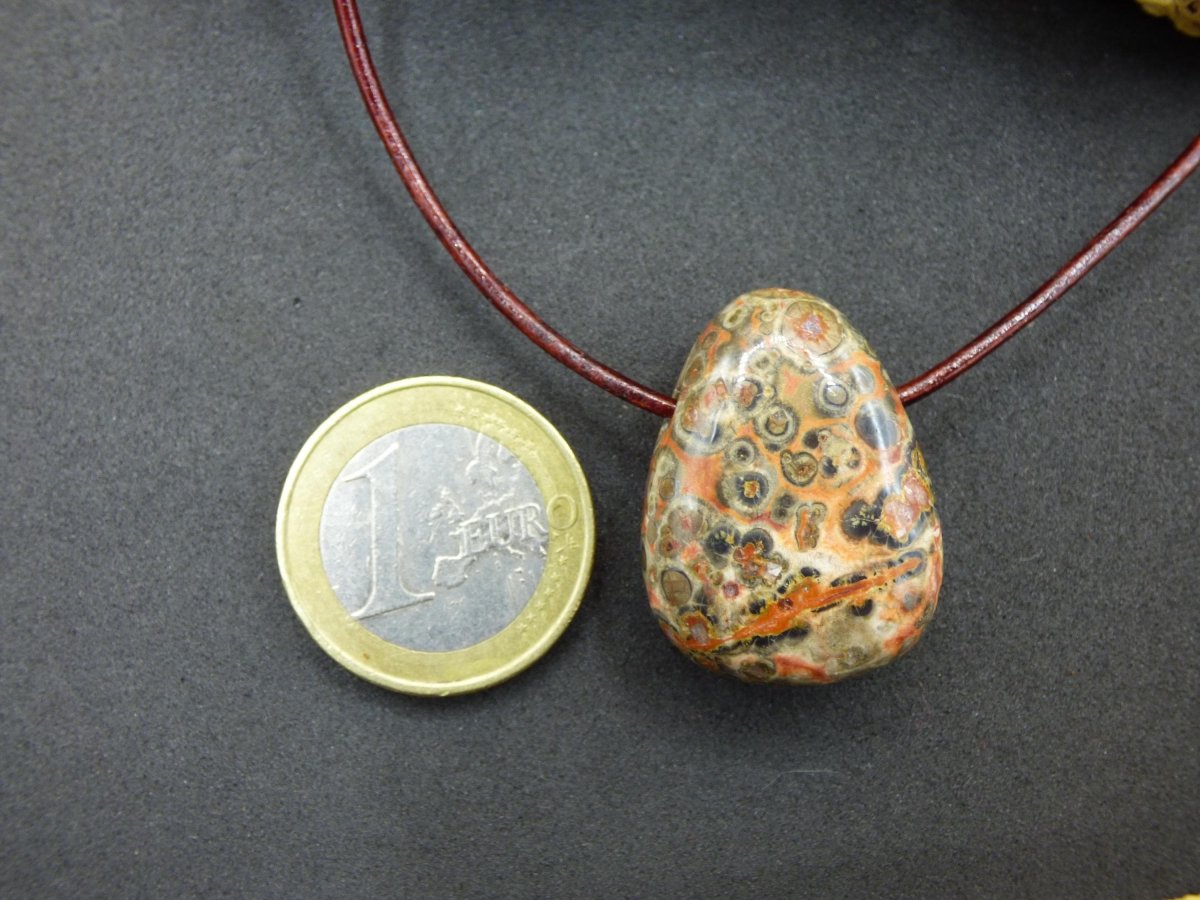 Leoparden Jaspis rot - Edelstein Kette Anhänger HIPPIE GOA Boho Ethno Natur Heilstein Rarität Kristall Geschenk Er Sie Mann Frau Schmuck - Art of Nature Berlin