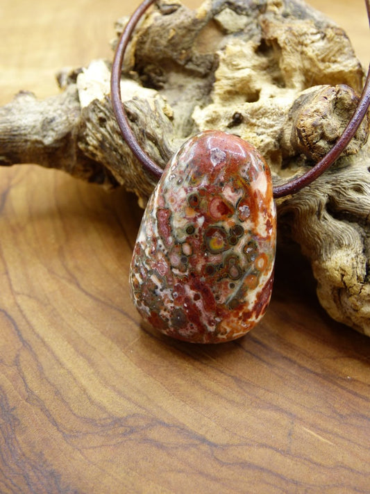 Leoparden Jaspis rot ~ Edelstein Kette ~ GOA ~ Hippie ~Boho ~Ethno ~Nature ~Heilstein Kraftstein - Art of Nature Berlin