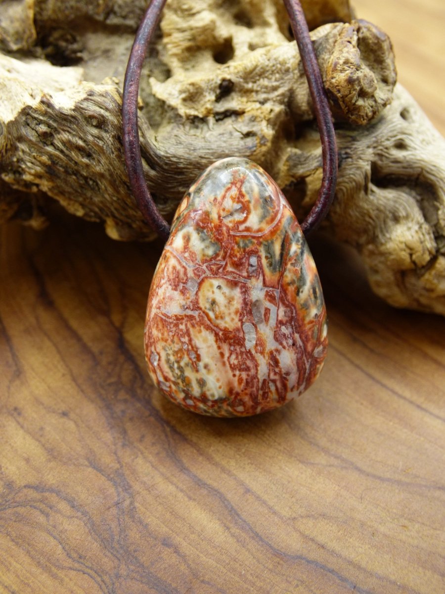 Leoparden Jaspis rot ~ Edelstein Kette ~ GOA ~ Hippie ~Boho ~Ethno ~Nature ~Heilstein Kraftstein - Art of Nature Berlin