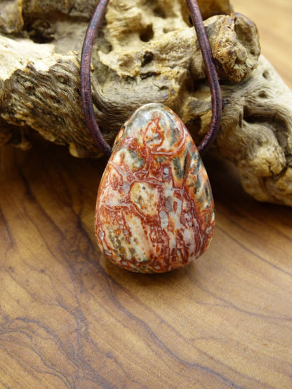 Leoparden Jaspis rot ~ Edelstein Kette ~ GOA ~ Hippie ~Boho ~Ethno ~Nature ~Heilstein Kraftstein - Art of Nature Berlin