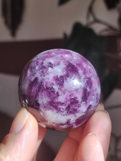 Lepidolith - Edelstein Kugel lila Natur Heilstein Deko Sphere Kristall Geschenk Er Sie Haus Einweihung Wohnung Energie Kraft Sammler Rarität - Art of Nature Berlin