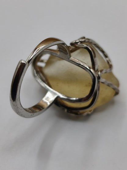 Libysches Wüstenglas Libyan Desert Glass Meteorit Ring 925 Silber verstellbare Größe Edelstein Heilstein Energie Kraft Rarität Geschenk Frau - Art of Nature Berlin