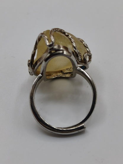Libysches Wüstenglas Libyan Desert Glass Meteorit Ring 925 Silber verstellbare Größe Edelstein Heilstein Energie Kraft Rarität Geschenk Frau - Art of Nature Berlin