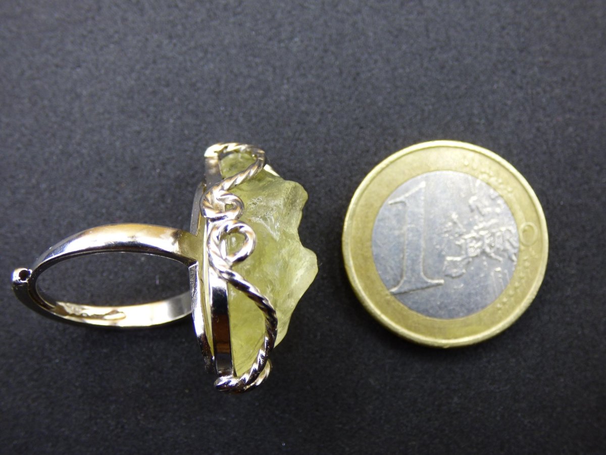 Libysches Wüstenglas Libyan Desert Glass Meteorit Ring 925 Silber verstellbare Größe Edelstein Heilstein Energie Kraft Rarität Geschenk Frau - Art of Nature Berlin