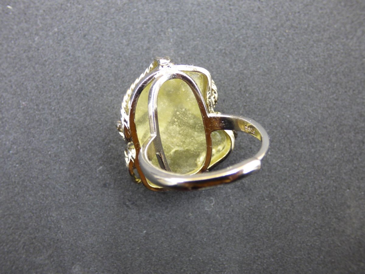 Libysches Wüstenglas Libyan Desert Glass Meteorit Ring 925 Silber verstellbare Größe Edelstein Heilstein Energie Kraft Rarität Geschenk Frau - Art of Nature Berlin