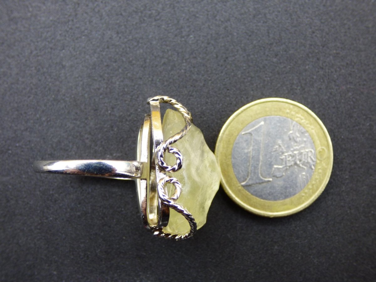 Libysches Wüstenglas Libyan Desert Glass Meteorit Ring 925 Silber verstellbare Größe Edelstein Heilstein Energie Kraft Rarität Geschenk Frau - Art of Nature Berlin