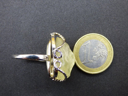 Libysches Wüstenglas Libyan Desert Glass Meteorit Ring 925 Silber verstellbare Größe Edelstein Heilstein Energie Kraft Rarität Geschenk Frau - Art of Nature Berlin