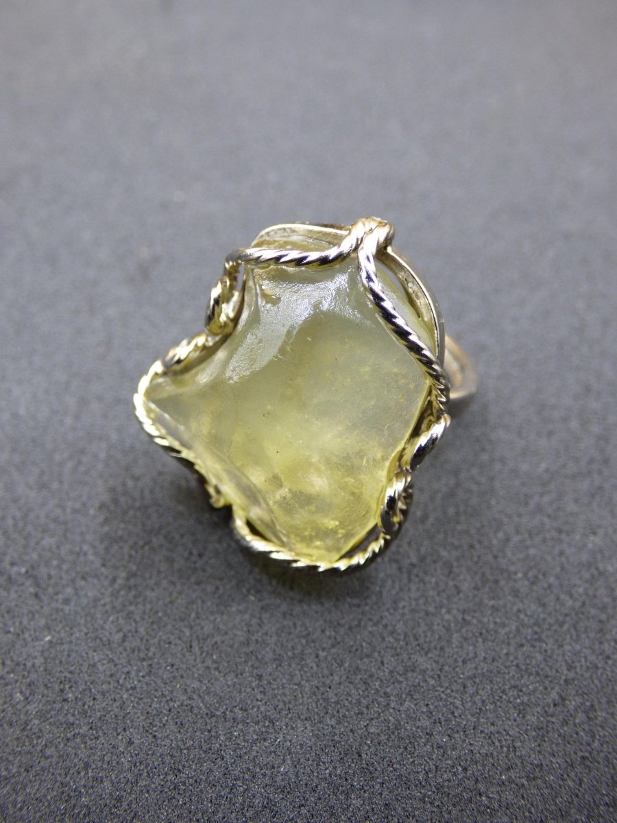 Libysches Wüstenglas Libyan Desert Glass Meteorit Ring 925 Silber verstellbare Größe Edelstein Heilstein Energie Kraft Rarität Geschenk Frau - Art of Nature Berlin