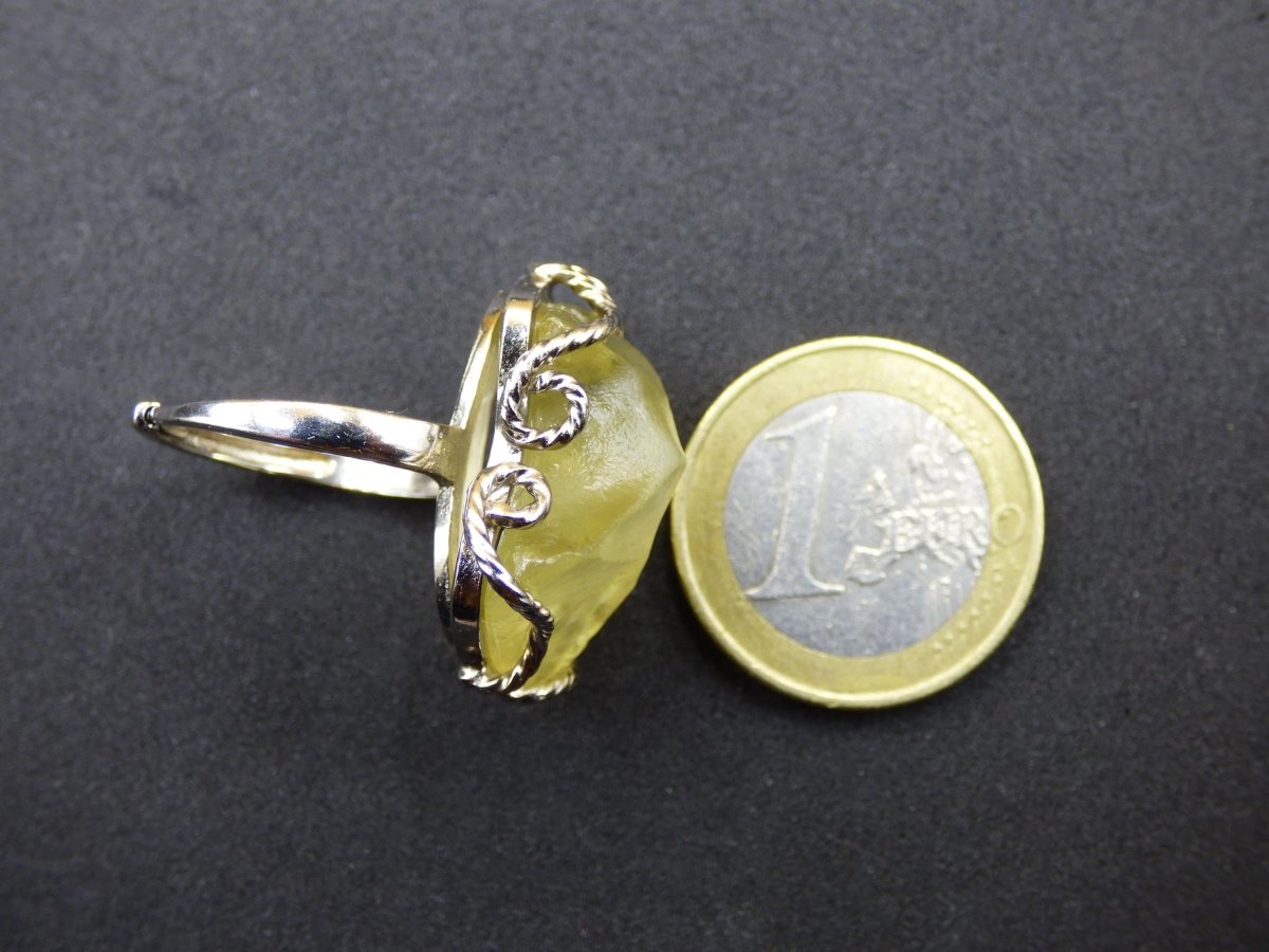 Libysches Wüstenglas Libyan Desert Glass Meteorit Ring 925 Silber verstellbare Größe Edelstein Heilstein Energie Kraft Rarität Geschenk Frau - Art of Nature Berlin