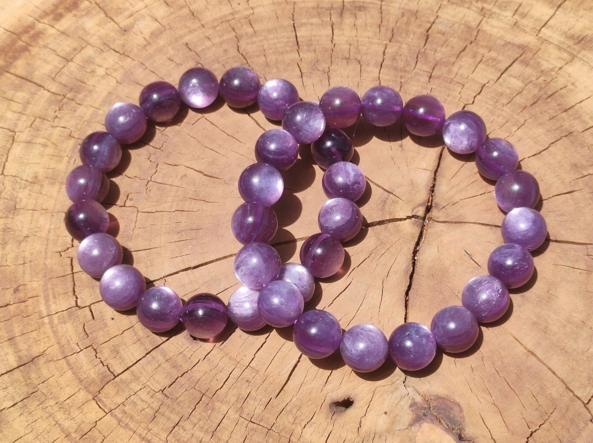 Lila Lepidolith AAA Edelstein Armband Rarität edel hochwertig Damen Schmuck Geschenk Frau Mann natur Hippie Ethno Vintage schimmer violet - Art of Nature Berlin