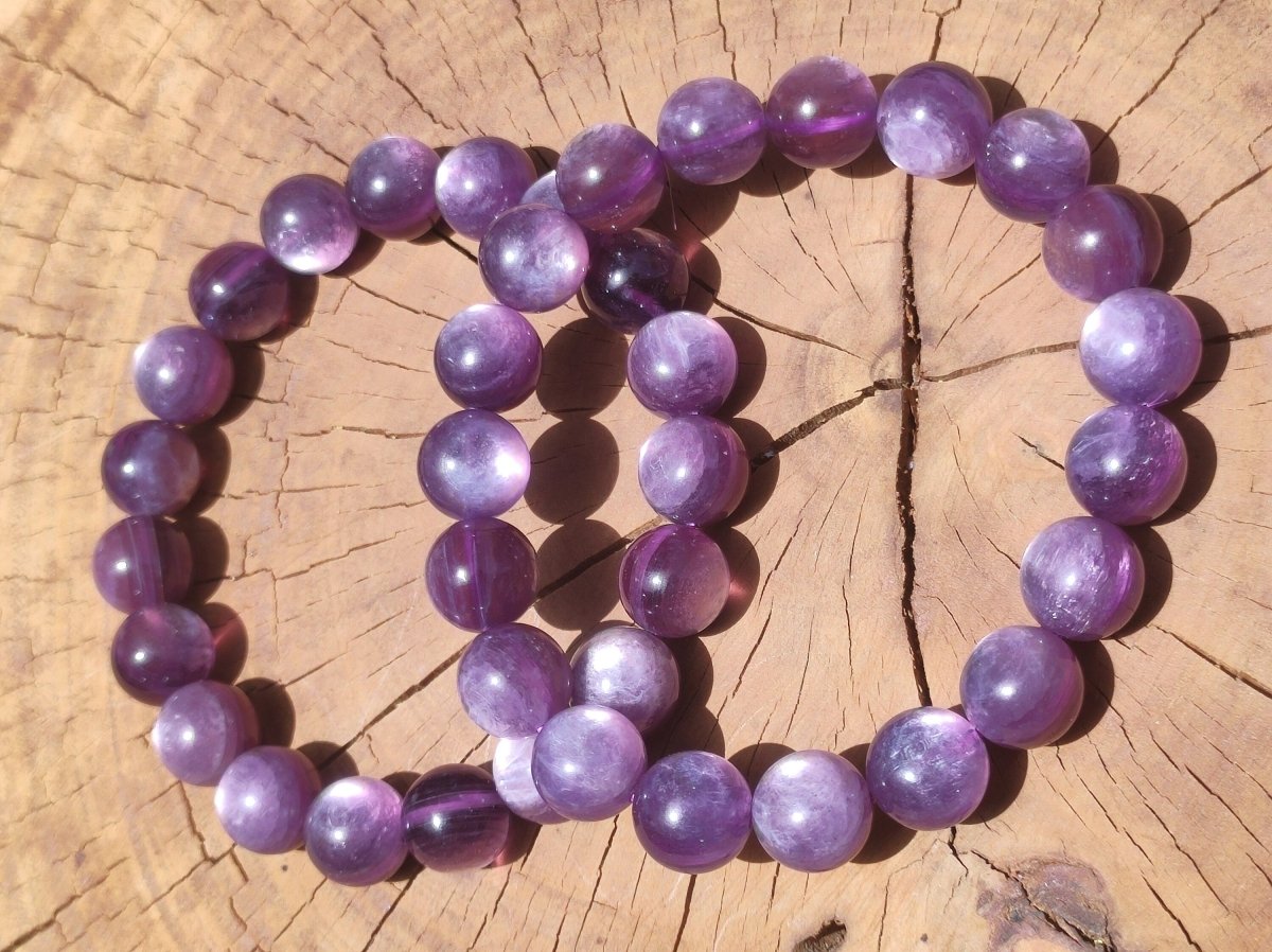 Lila Lepidolith AAA Edelstein Armband Rarität edel hochwertig Damen Schmuck Geschenk Frau Mann natur Hippie Ethno Vintage schimmer violet - Art of Nature Berlin