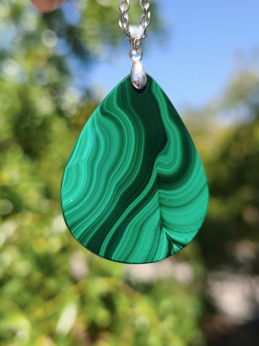 Malachit - 925 Silber Edelstein Kette Heilstein Natur grün Rarität Edel Mann Frau Geschenk Er Sie Freundin Energie Glück Kristall Vintage - Art of Nature Berlin