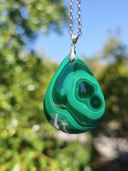 Malachit - 925 Silber Edelstein Kette Heilstein Natur grün Rarität Edel Mann Frau Geschenk Er Sie Freundin Energie Glück Kristall Vintage - Art of Nature Berlin