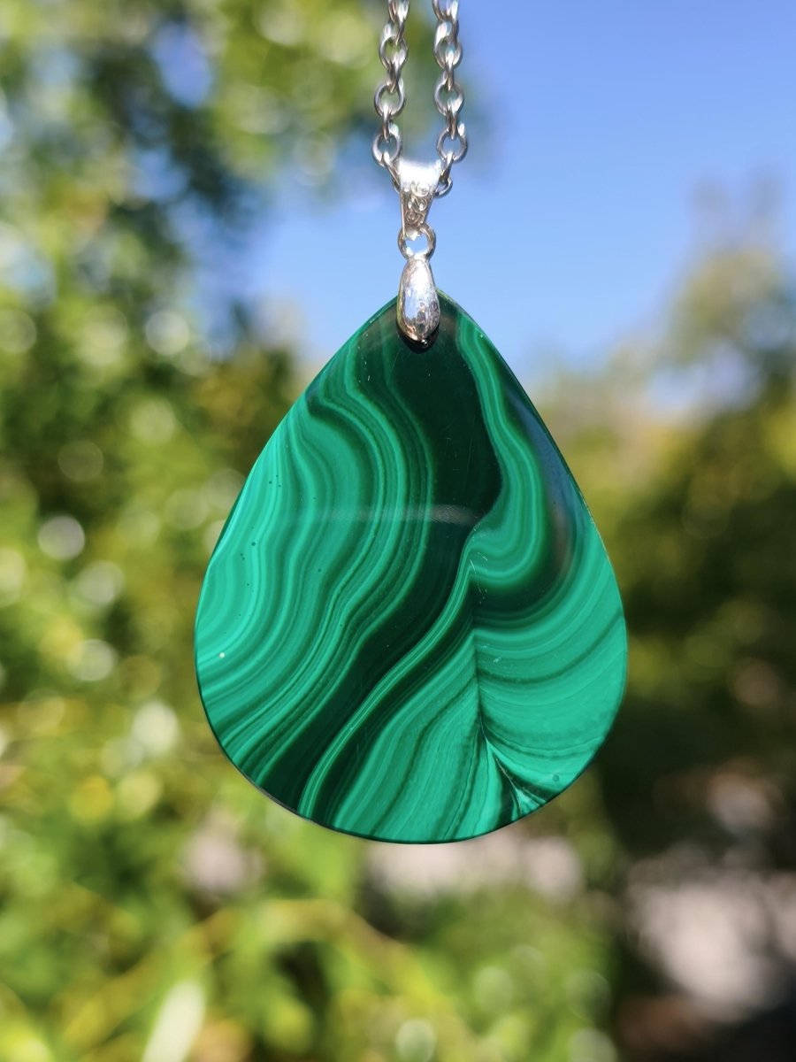 Malachit - 925 Silber Edelstein Kette Heilstein Natur grün Rarität Edel Mann Frau Geschenk Er Sie Freundin Energie Glück Kristall Vintage - Art of Nature Berlin