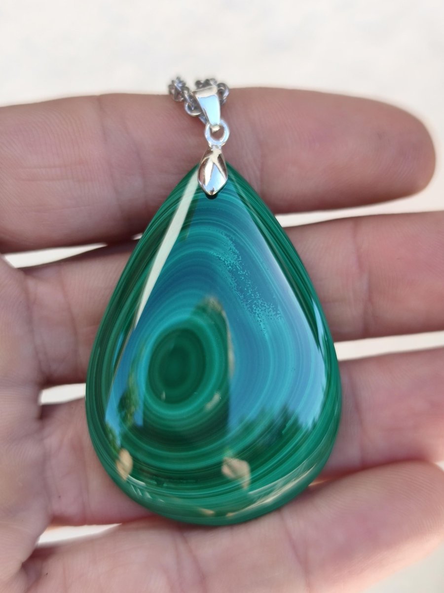 Malachit - 925 Silber Edelstein Kette Heilstein Natur grün Rarität Edel Mann Frau Geschenk Er Sie Freundin Energie Glück Kristall Vintage - Art of Nature Berlin