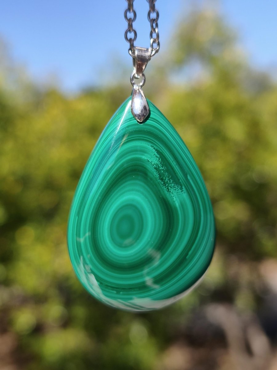 Malachit - 925 Silber Edelstein Kette Heilstein Natur grün Rarität Edel Mann Frau Geschenk Er Sie Freundin Energie Glück Kristall Vintage - Art of Nature Berlin