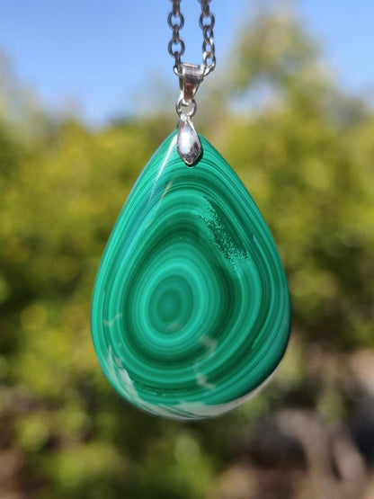 Malachit - 925 Silber Edelstein Kette Heilstein Natur grün Rarität Edel Mann Frau Geschenk Er Sie Freundin Energie Glück Kristall Vintage - Art of Nature Berlin