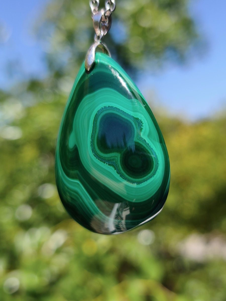 Malachit - 925 Silber Edelstein Kette Heilstein Natur grün Rarität Edel Mann Frau Geschenk Er Sie Freundin Energie Glück Kristall Vintage - Art of Nature Berlin