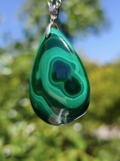 Malachit - 925 Silber Edelstein Kette Heilstein Natur grün Rarität Edel Mann Frau Geschenk Er Sie Freundin Energie Glück Kristall Vintage - Art of Nature Berlin