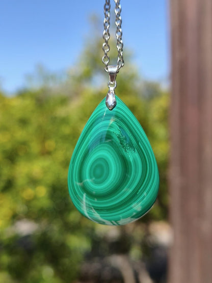 Malachit - 925 Silber Edelstein Kette Heilstein Natur grün Rarität Edel Mann Frau Geschenk Er Sie Freundin Energie Glück Kristall Vintage - Art of Nature Berlin