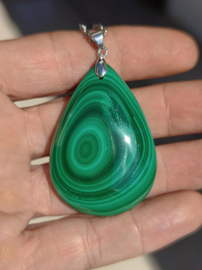 Malachit - 925 Silber Edelstein Kette Heilstein Natur grün Rarität Edel Mann Frau Geschenk Er Sie Freundin Energie Glück Kristall Vintage - Art of Nature Berlin