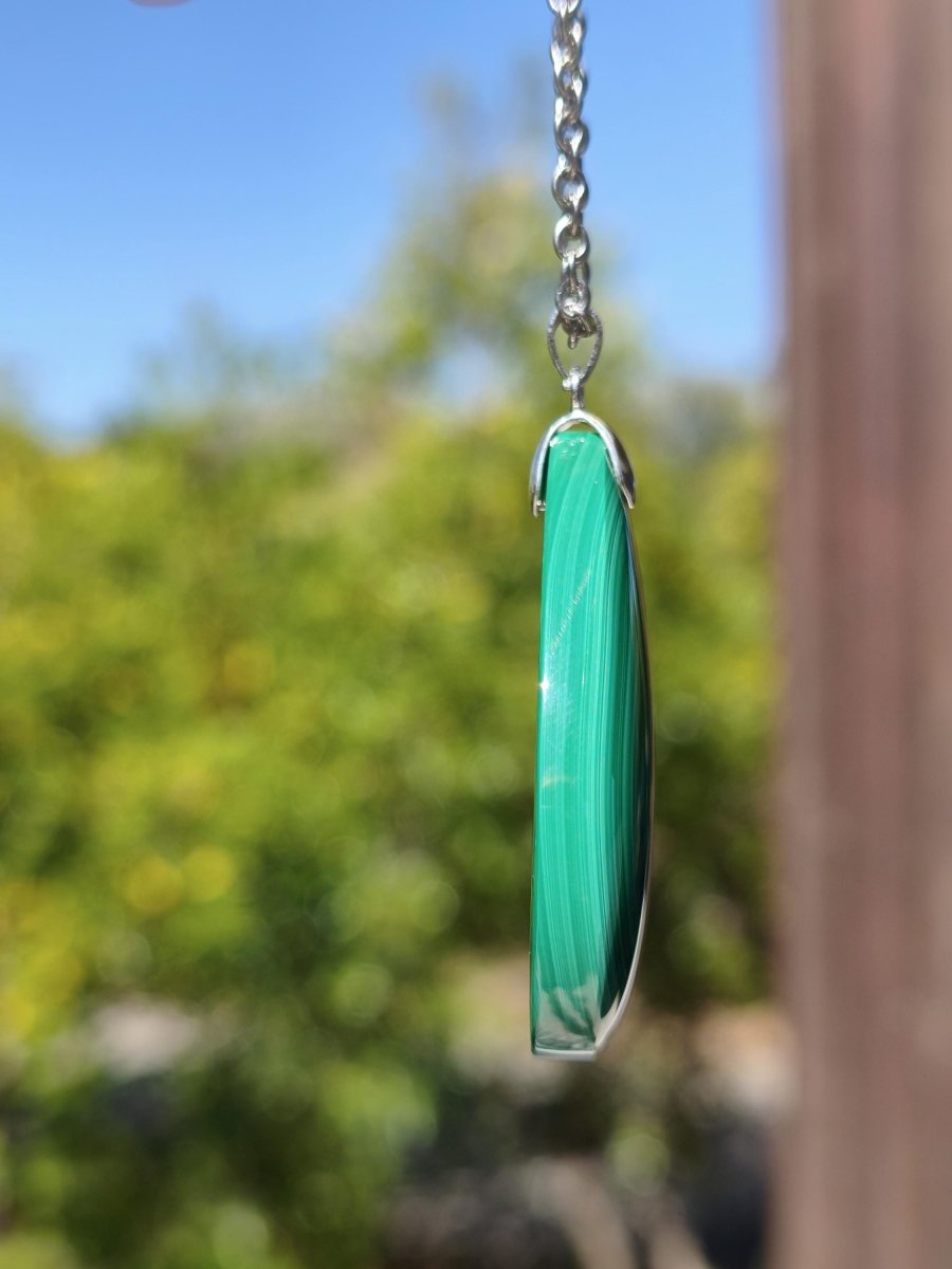 Malachit - 925 Silber Edelstein Kette Heilstein Natur grün Rarität Edel Mann Frau Geschenk Er Sie Freundin Energie Glück Kristall Vintage - Art of Nature Berlin