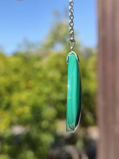 Malachit - 925 Silber Edelstein Kette Heilstein Natur grün Rarität Edel Mann Frau Geschenk Er Sie Freundin Energie Glück Kristall Vintage - Art of Nature Berlin
