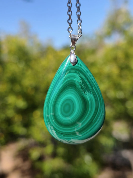 Malachit - 925 Silber Edelstein Kette Heilstein Natur grün Rarität Edel Mann Frau Geschenk Er Sie Freundin Energie Glück Kristall Vintage - Art of Nature Berlin