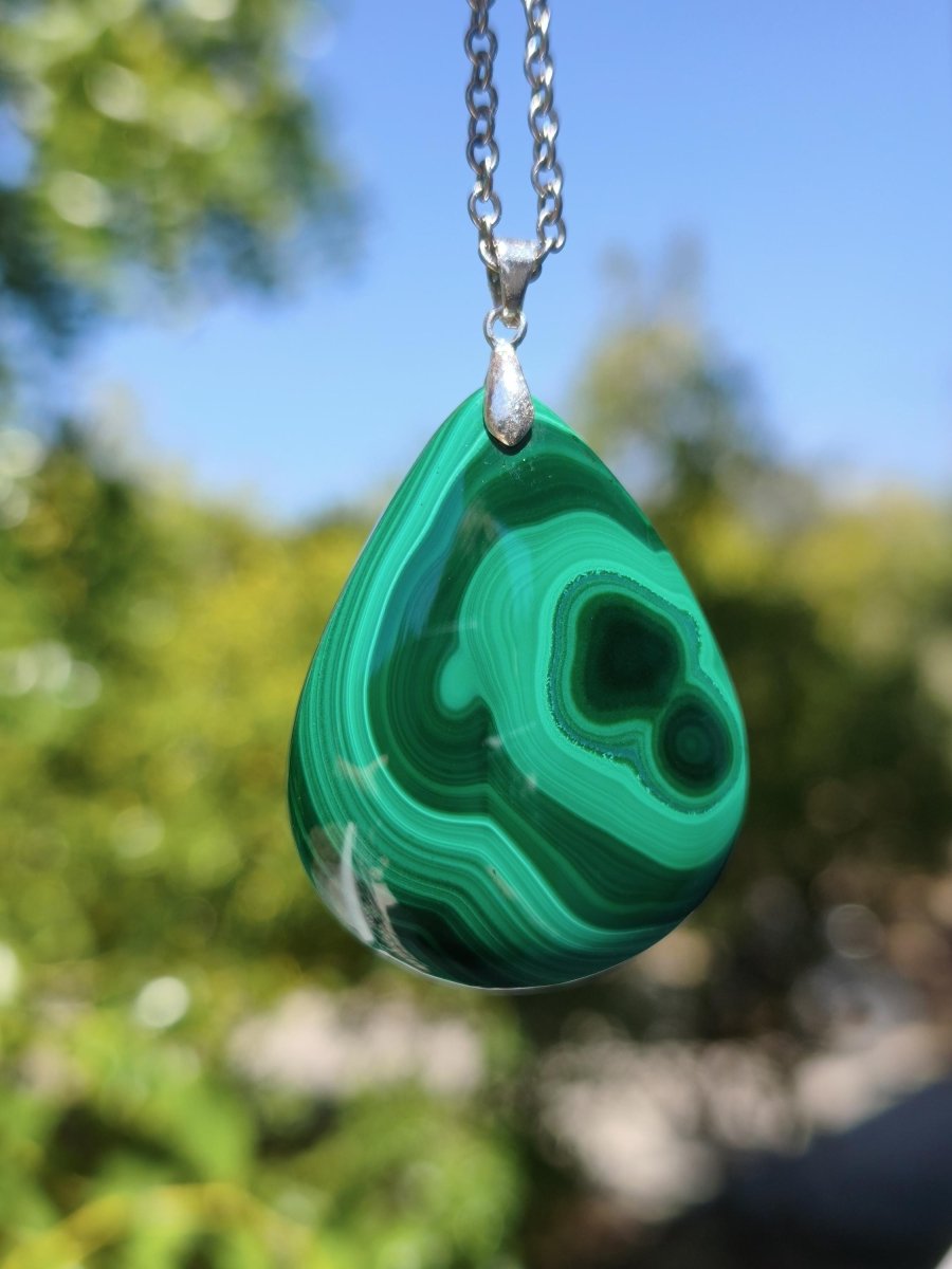 Malachit - 925 Silber Edelstein Kette Heilstein Natur grün Rarität Edel Mann Frau Geschenk Er Sie Freundin Energie Glück Kristall Vintage - Art of Nature Berlin