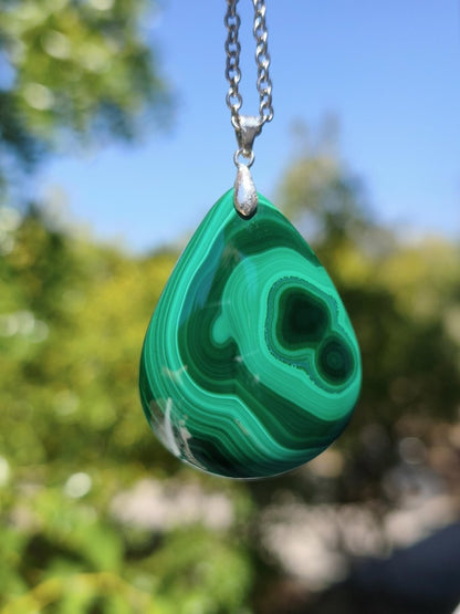 Malachit - 925 Silber Edelstein Kette Heilstein Natur grün Rarität Edel Mann Frau Geschenk Er Sie Freundin Energie Glück Kristall Vintage - Art of Nature Berlin