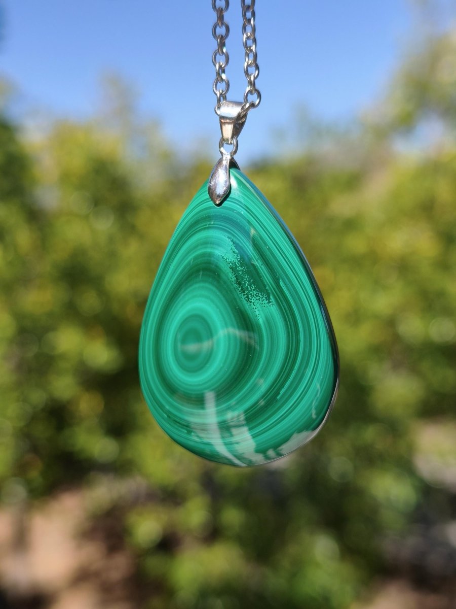 Malachit - 925 Silber Edelstein Kette Heilstein Natur grün Rarität Edel Mann Frau Geschenk Er Sie Freundin Energie Glück Kristall Vintage - Art of Nature Berlin