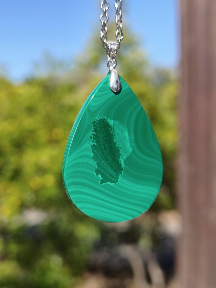 Malachit - 925 Silber Edelstein Kette Heilstein Natur grün Rarität Edel Mann Frau Geschenk Er Sie Freundin Energie Glück Kristall Vintage - Art of Nature Berlin