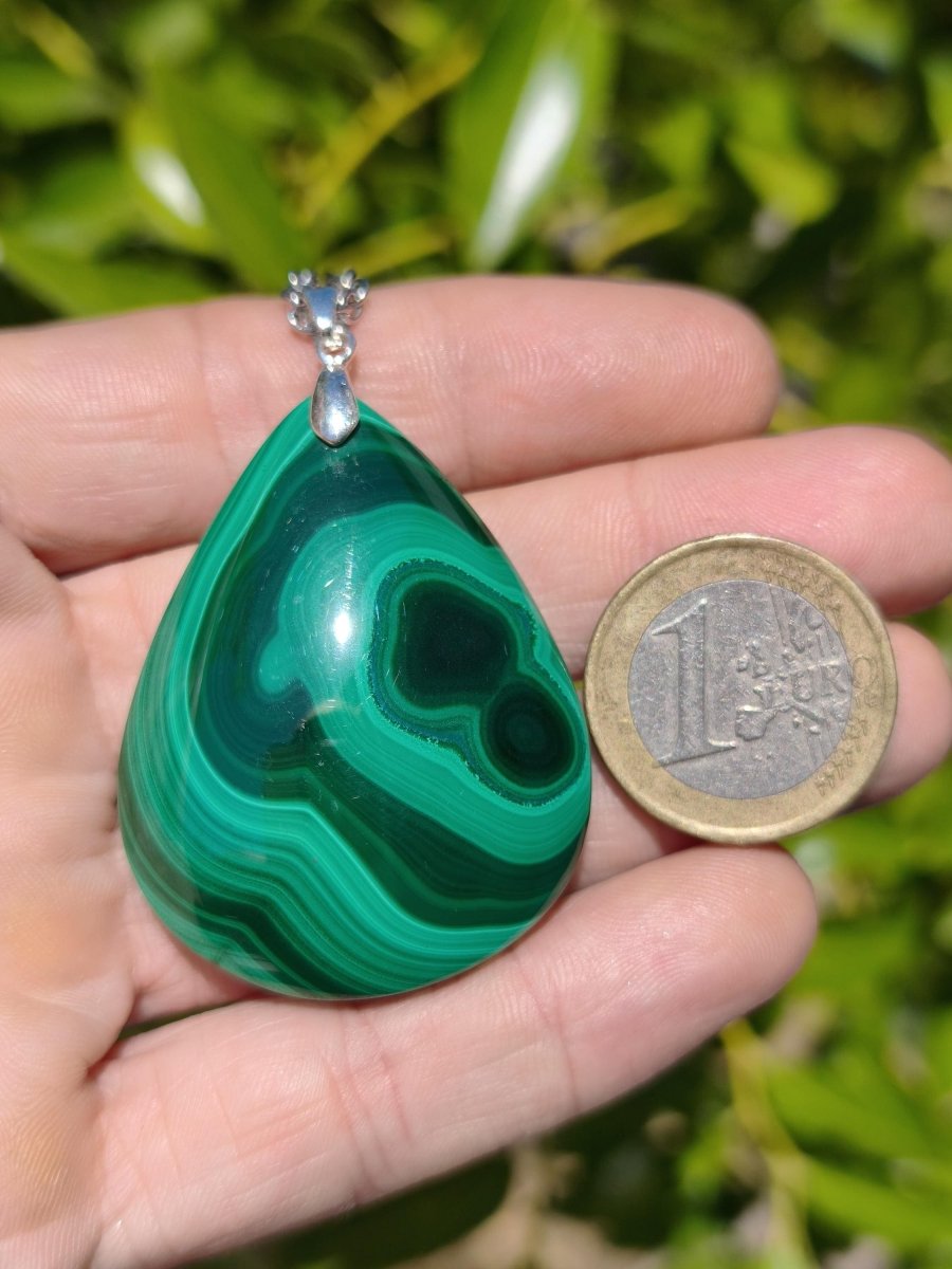 Malachit - 925 Silber Edelstein Kette Heilstein Natur grün Rarität Edel Mann Frau Geschenk Er Sie Freundin Energie Glück Kristall Vintage - Art of Nature Berlin