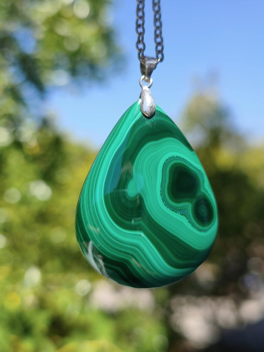 Malachit - 925 Silber Edelstein Kette Heilstein Natur grün Rarität Edel Mann Frau Geschenk Er Sie Freundin Energie Glück Kristall Vintage - Art of Nature Berlin