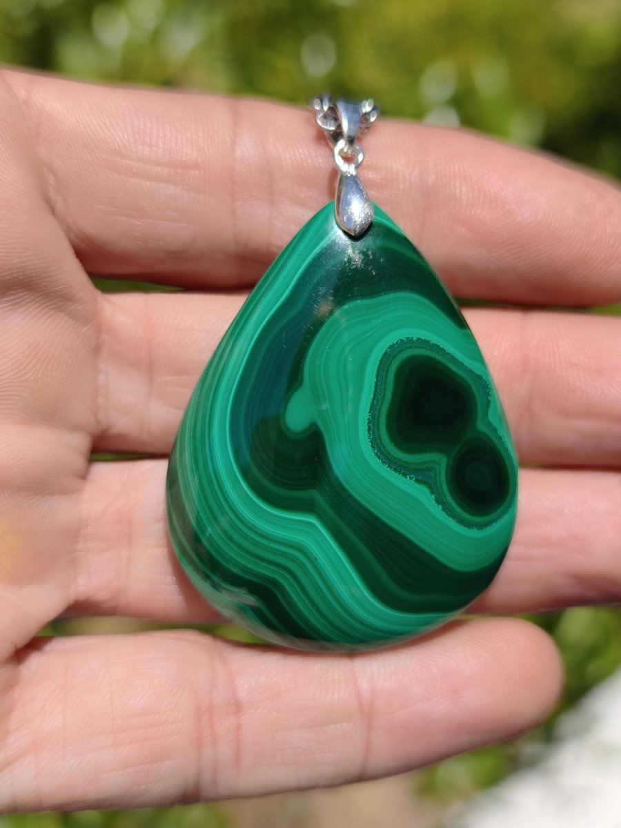Malachit - 925 Silber Edelstein Kette Heilstein Natur grün Rarität Edel Mann Frau Geschenk Er Sie Freundin Energie Glück Kristall Vintage - Art of Nature Berlin