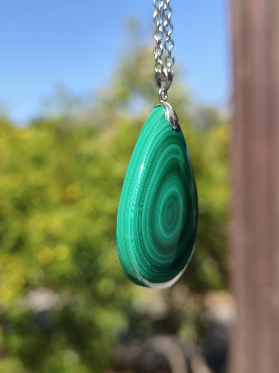 Malachit - 925 Silber Edelstein Kette Heilstein Natur grün Rarität Edel Mann Frau Geschenk Er Sie Freundin Energie Glück Kristall Vintage - Art of Nature Berlin