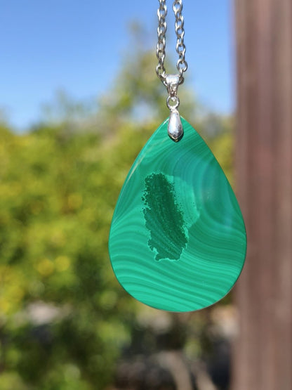 Malachit - 925 Silber Edelstein Kette Heilstein Natur grün Rarität Edel Mann Frau Geschenk Er Sie Freundin Energie Glück Kristall Vintage - Art of Nature Berlin