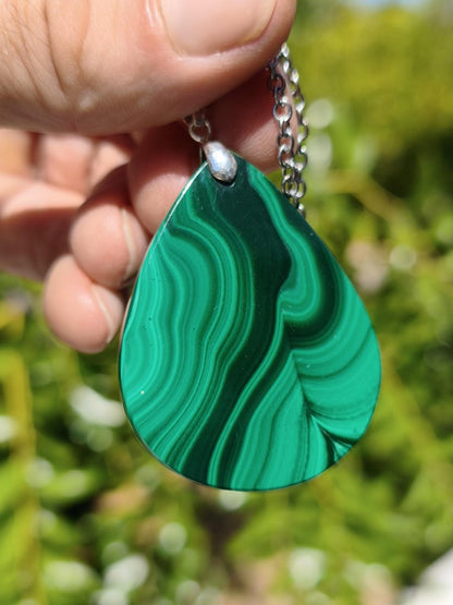 Malachit - 925 Silber Edelstein Kette Heilstein Natur grün Rarität Edel Mann Frau Geschenk Er Sie Freundin Energie Glück Kristall Vintage - Art of Nature Berlin